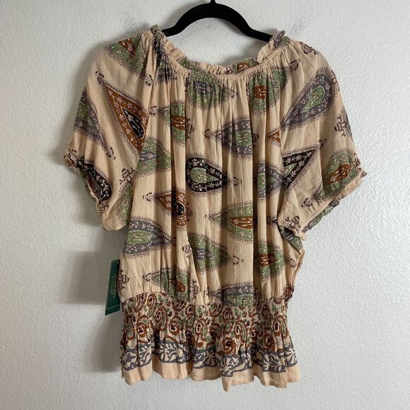 NEW Lauren Ralph Lauren Womens XL Paisley Peasant Top Boho Short Sleeve Shirt - Picture 10 of 10